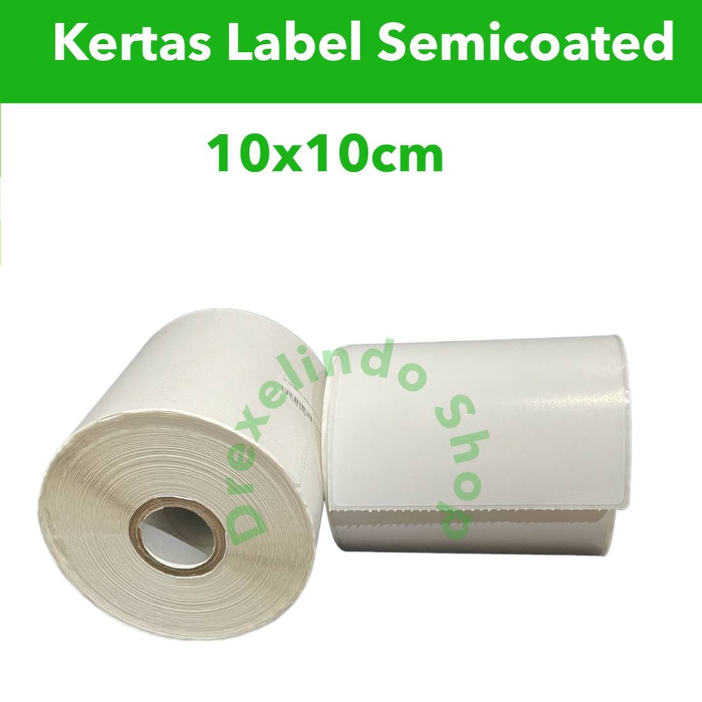 LABEL BARCODE 100 X 100 (1 LINE) KERTAS STICKER SEMICOATED 10x10 CM