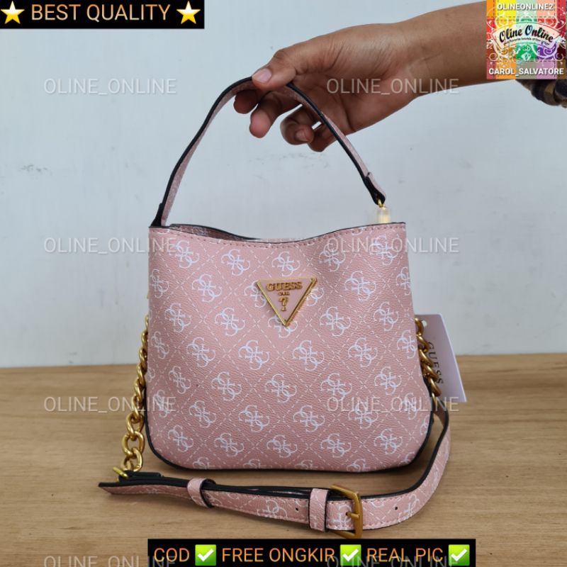 (WODB) tas alexie bucket bag logo 4g red black saffiano beige coffee brown white jinjing top handle hobo mini gs ada talpan bag tali panjang READY STOCK CIREBON ciayumajakuningan majalengka indramayu tegal jawa barat jawa tengah Gojek instan fast delivery