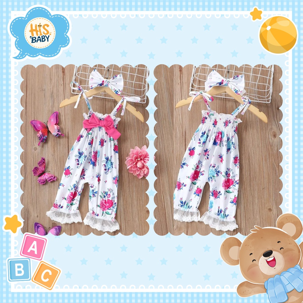 His.Baby M015 (FREE BANDO) 3-1 Tahun Overall/Romper Bayi & Anak Perempuan Baju Santai Pantai