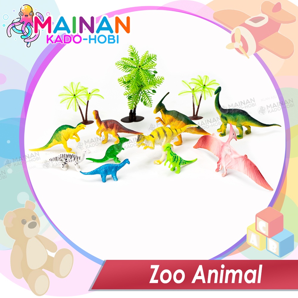 HADIAH KOLEKSI ANAK PAJANGAN SET MINIATUR ZOO ANIMAL DINOSAURUS