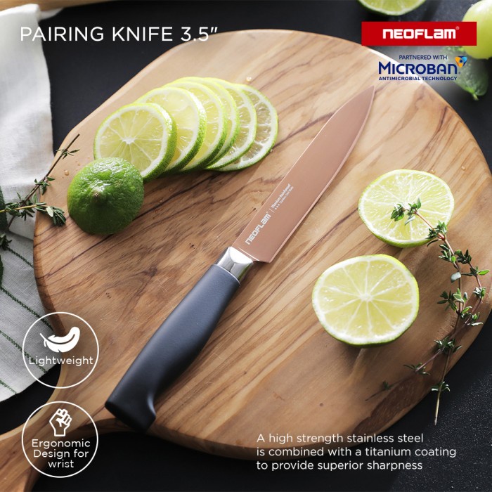 [Pisau Dapur] Neoflam Titanium Pairing Knife 3.5" Rose Gold / Pisau Buah [Knife]