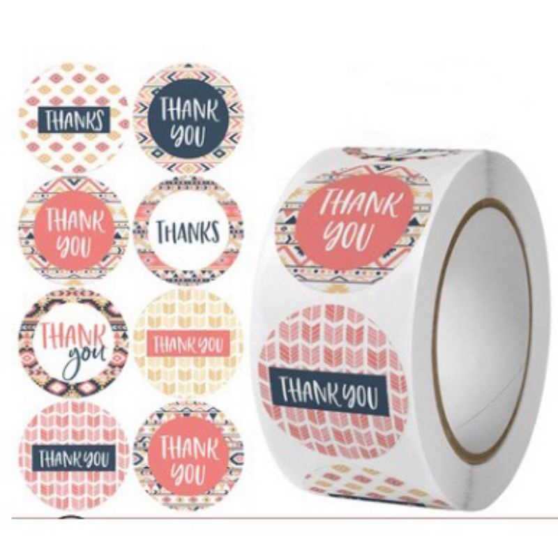 

stiker thankyou 500pcs 1roll / stiker terimakasih / stiker olshop