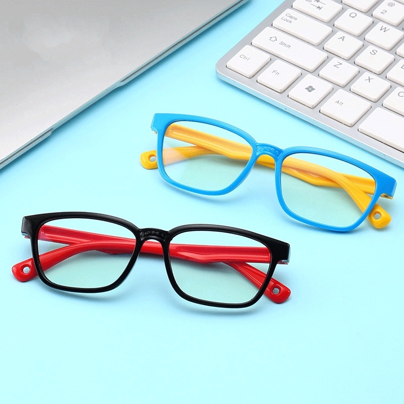 (YUZHU) Kacamata Lensa Yang Dapat Diganti Kacamata Anti Radiasi Untuk Anak-Anak Kacamata Fleksibel Goggle Candy Color Square Frame Anti Blue Light Eyeglasses