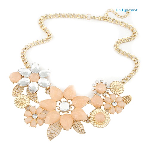 Ls Fashion Wanita Resin Bunga Rantai Liontin Choker Bib Statement Collar Necklace