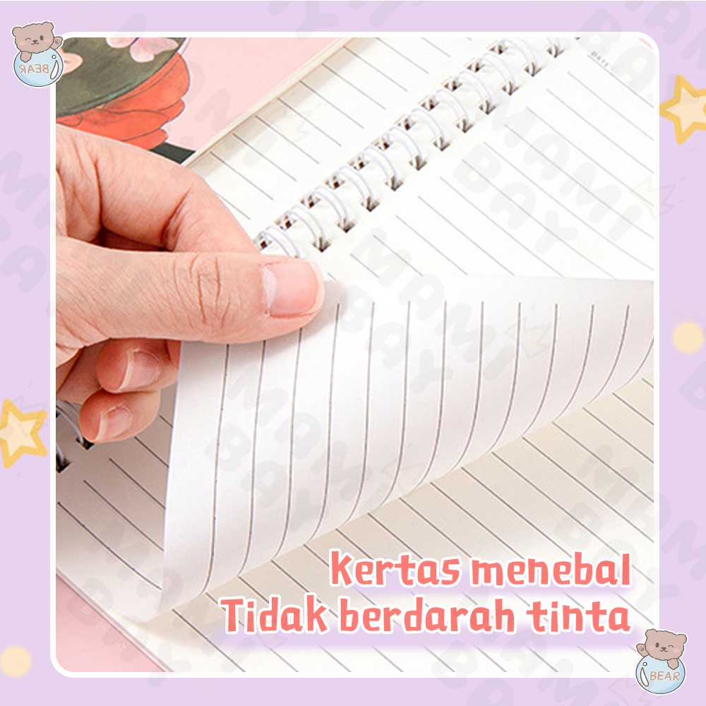 Mamibayi Buku Tulis Ring A5 60 Lembar Buku Catatan A5 Notebook Ring Motif Lucu