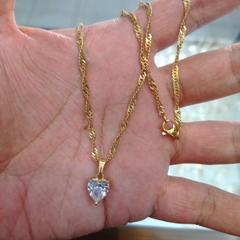 kalung lliontin titanium perhiasan wanita anti luntur COD