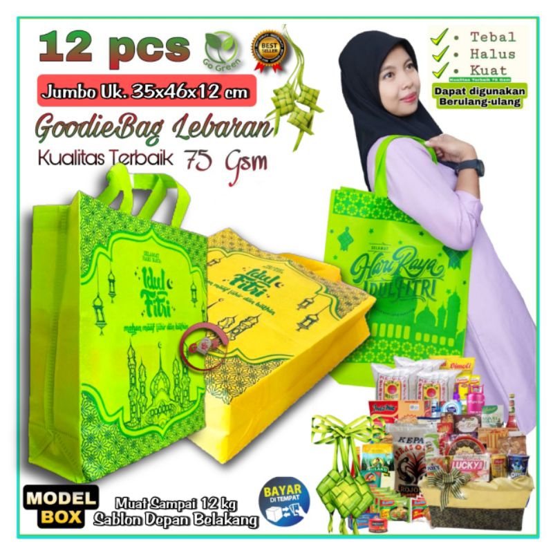 

Godybag Model Alas Kotak Jumbo Besar Uk 35x46x12 cm Lusinan Tas Kain Spunbond Hampers Goodiebag THR