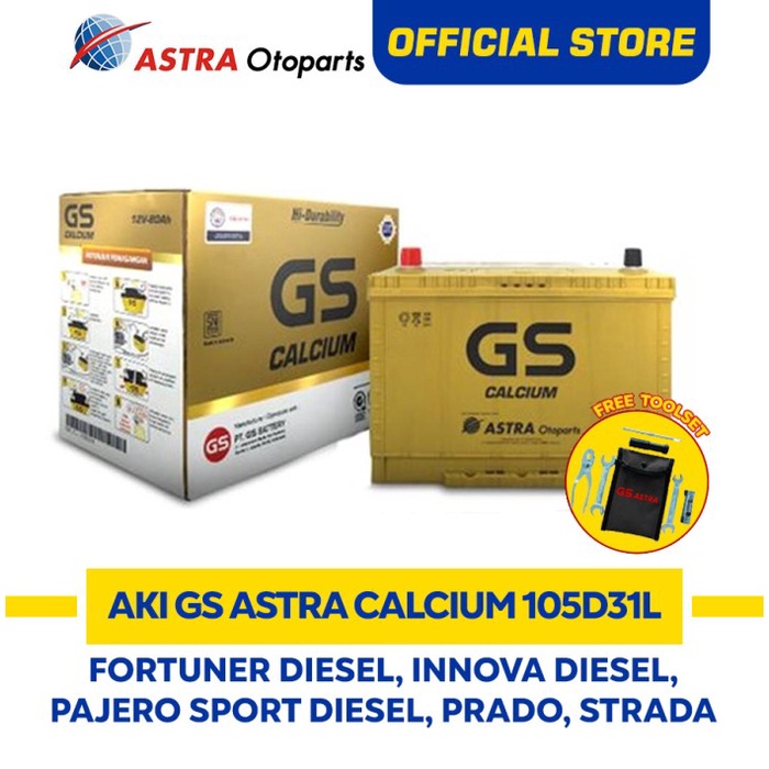 AKI GS ASTRA Calcium 105D31L Aki untuk mobil Fortuner, Pajero