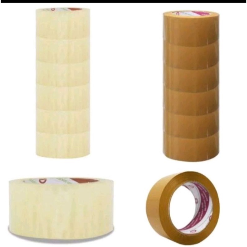 

Lakban 2 inch 90yard 45mm coklat bening.