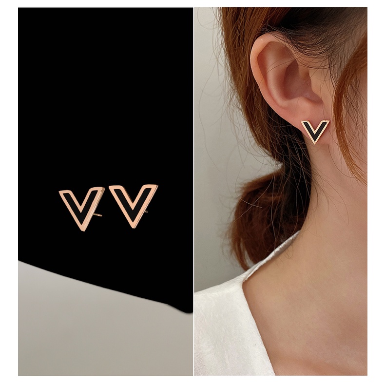 Titanium Steel Ear Studs Wanita Korea Halus Anting Sederhana Rose Gold Colorfast Eardrops Earring Aksesoris Hadiah