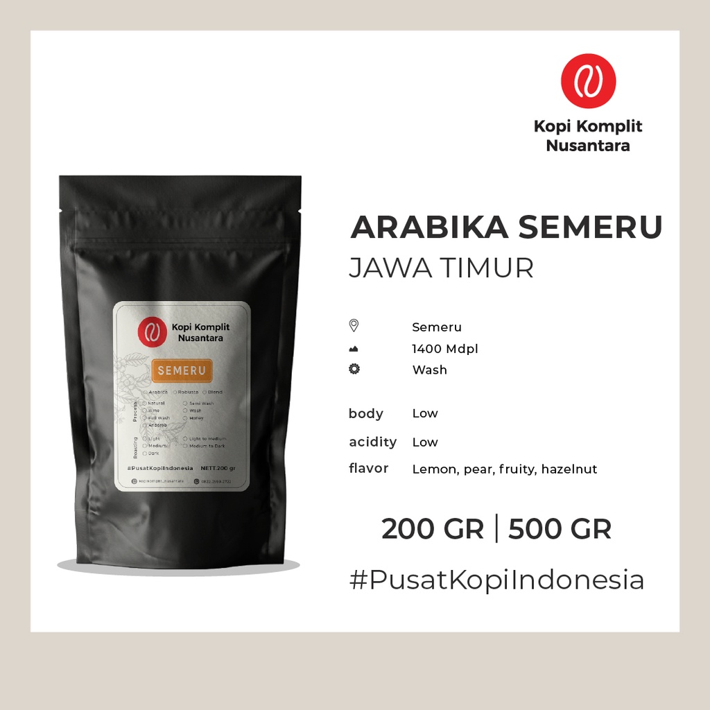 

Arabika Semeru Jawa Timur Medium Roasting - Kopi Biji dan Bubuk