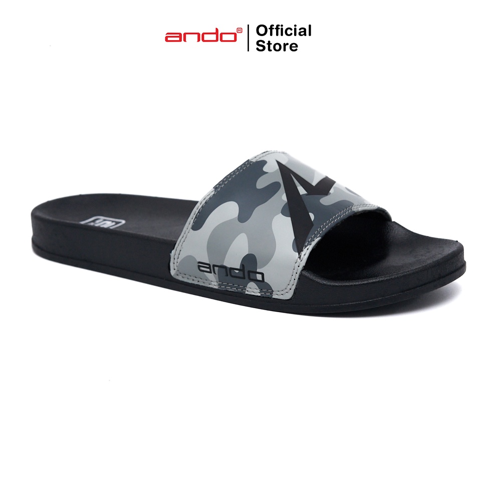 Ando Official Sandal Selop Slip On Crank Pria Dewasa - Abu/Hitam