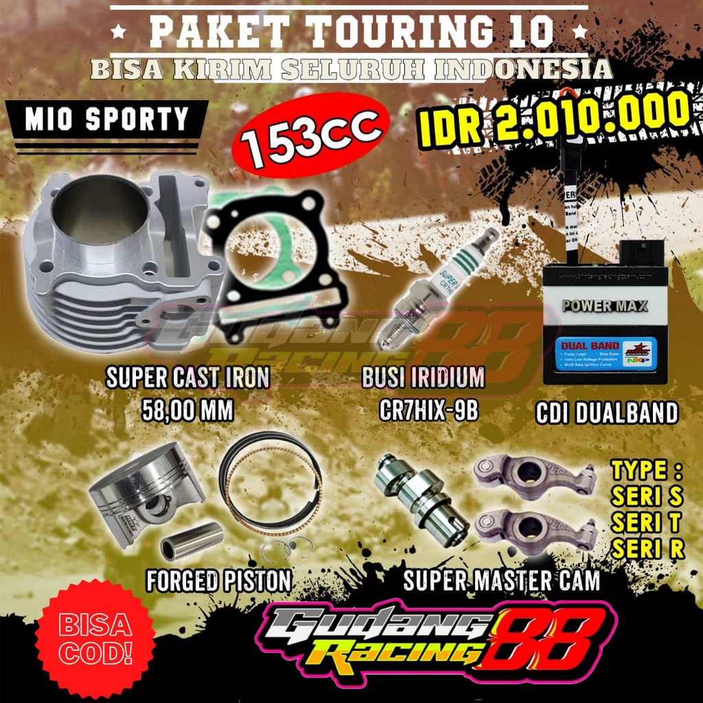 PAKET BORE UP MIO KARBU MIO SPORTY MIO OLD MIO SMILE NOUVO 153 CC - PAKET TOURING BRT 10