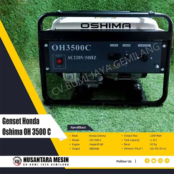 MESIN GENSET / GENERATOR OSHIMA OH 3500 C (HONDA GP 160)