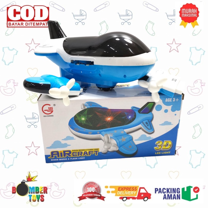 MAINAN ANAK PESAWAT AIR CRAFT DISCO MUSIC LUCU 3D LAMPU MUSIK DISCO