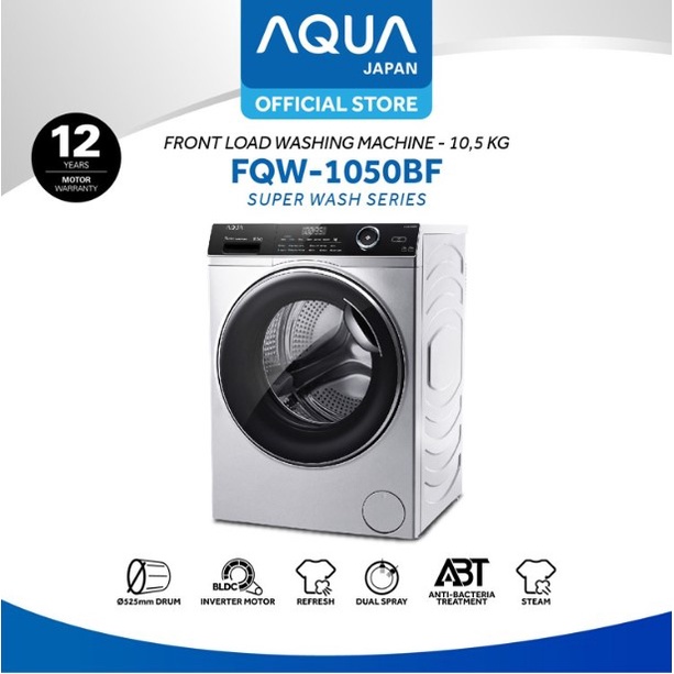 AQUA Mesin Cuci Front Loading 10.5Kg FQW-1050BF Inverter Motor 1050BF