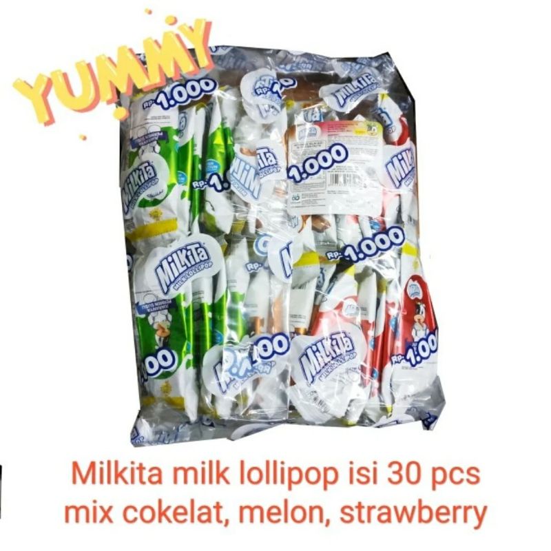 

milkita lollipop isi 30 pcs | permen lolipop gagang