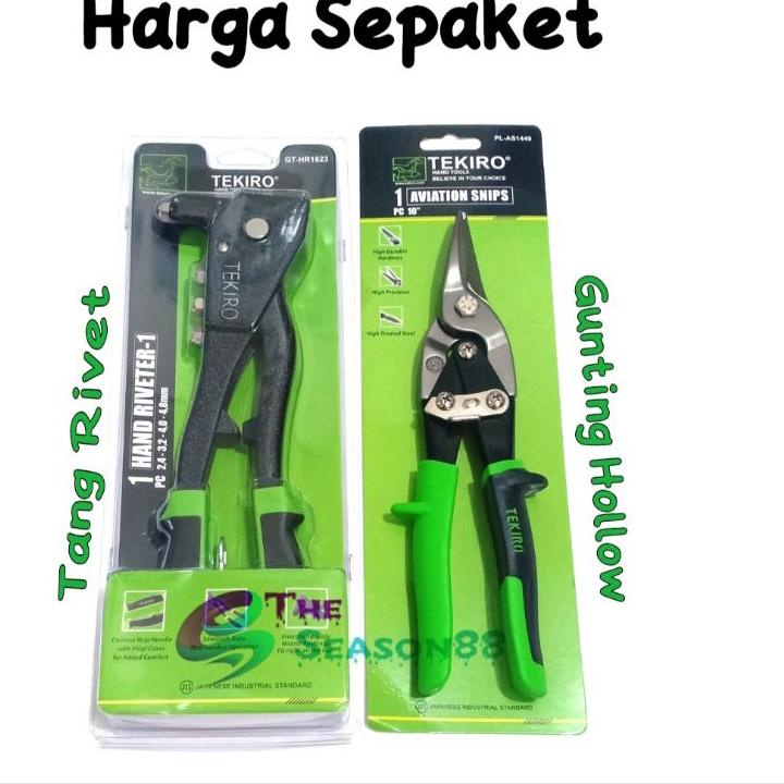 Diskon✔️✔️-Tang Rivet TEKIRO dan Gunting Hollow Baja Ringan 10 inch TEKIRO (1Set)