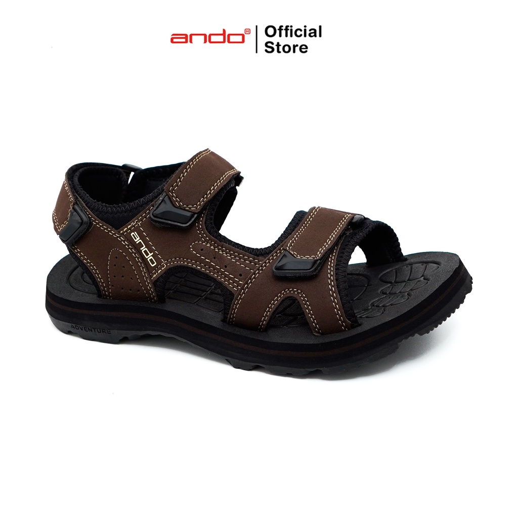 Ando Official Sandal Gunung Scoots Pria Dewasa - Hitam/Coklat
