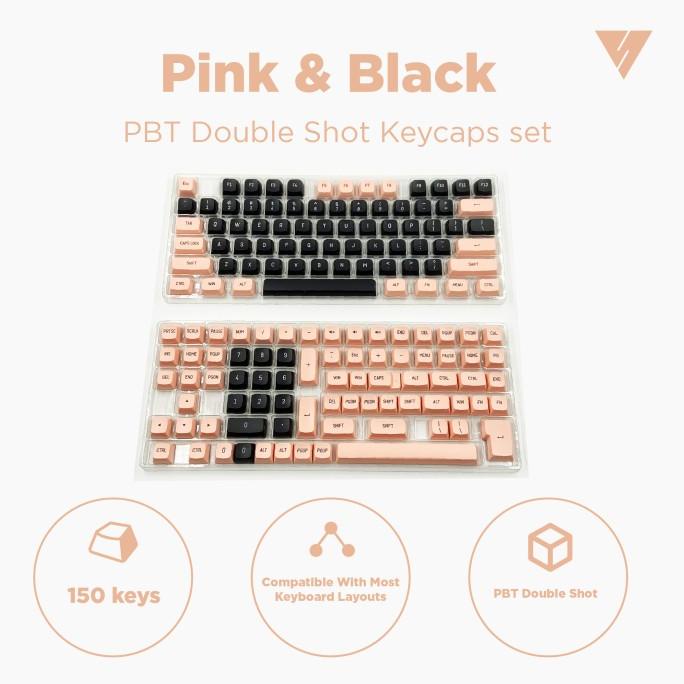 Pink Black PBT Double Shot CSA Profile Keycaps