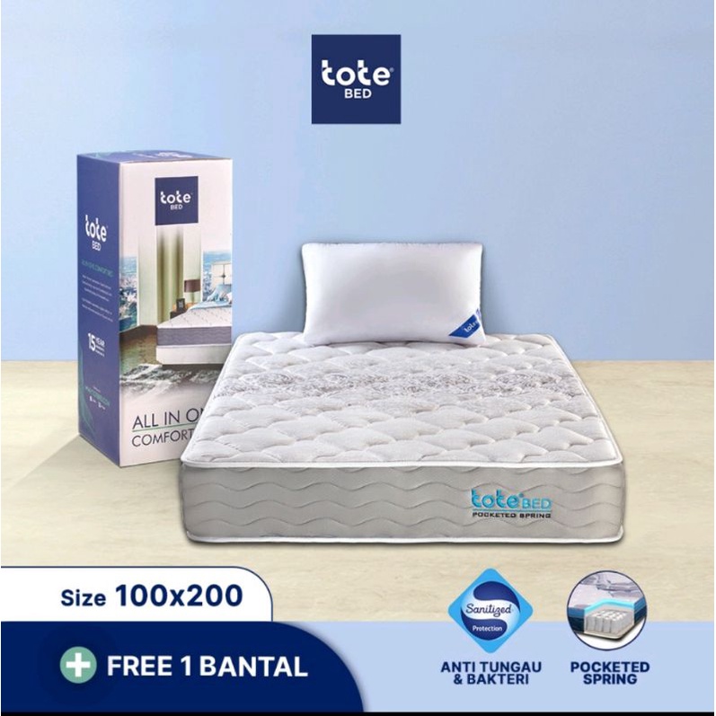 Tote Bed Kasur in bed pocket spring ukuran 100 x 200 &amp; 160 x 200