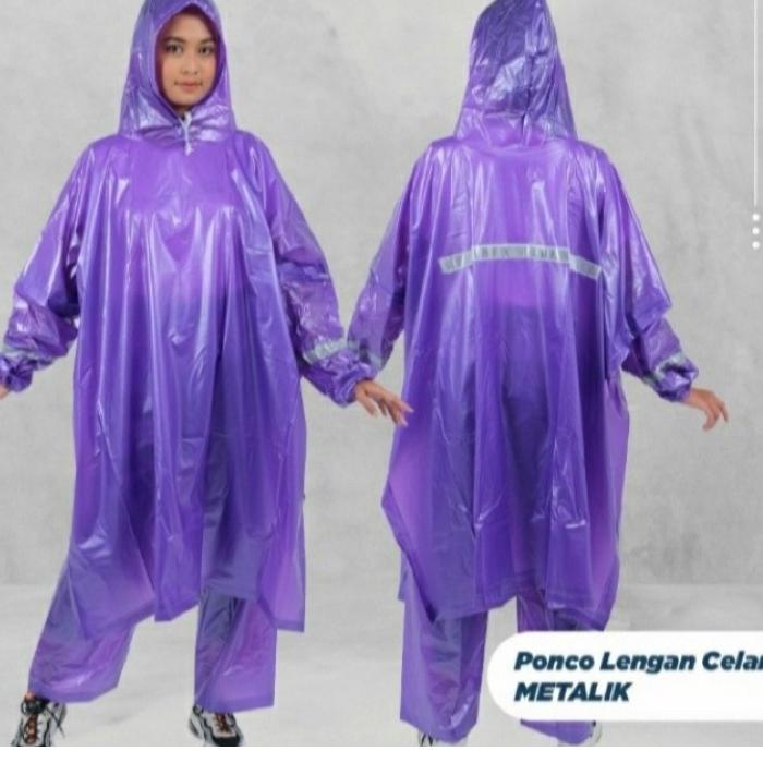 Jashujan poncho lengan celana metalik ibex