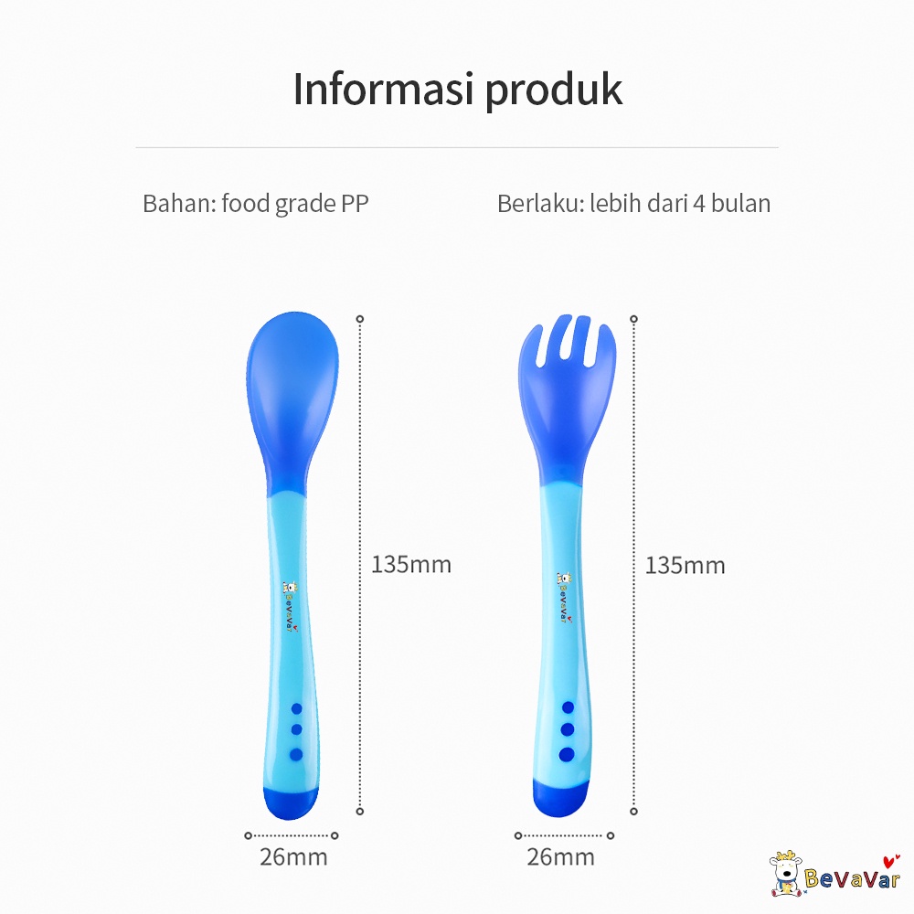 BEVAVAR Sendok Makan Bayi Sendok Garpu Bayi Sensor Panas