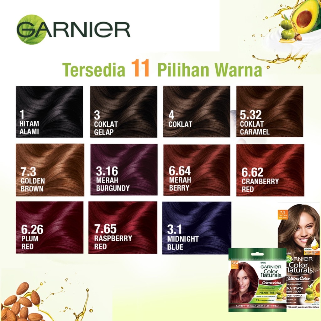 Garnier Color Naturals Hair Ultra Color Crème Riche Express Cream Hair Colors SACHET Pewarna Cat Rambut