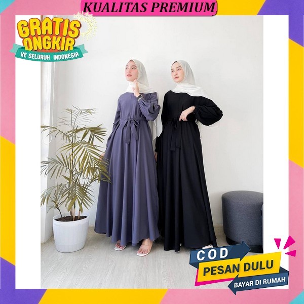 Dress Baju Zaina Gamis Brukat Tile Remaja Dewasa Seragam Pesta Wanita Muslim - Baju Gamis Sage Green