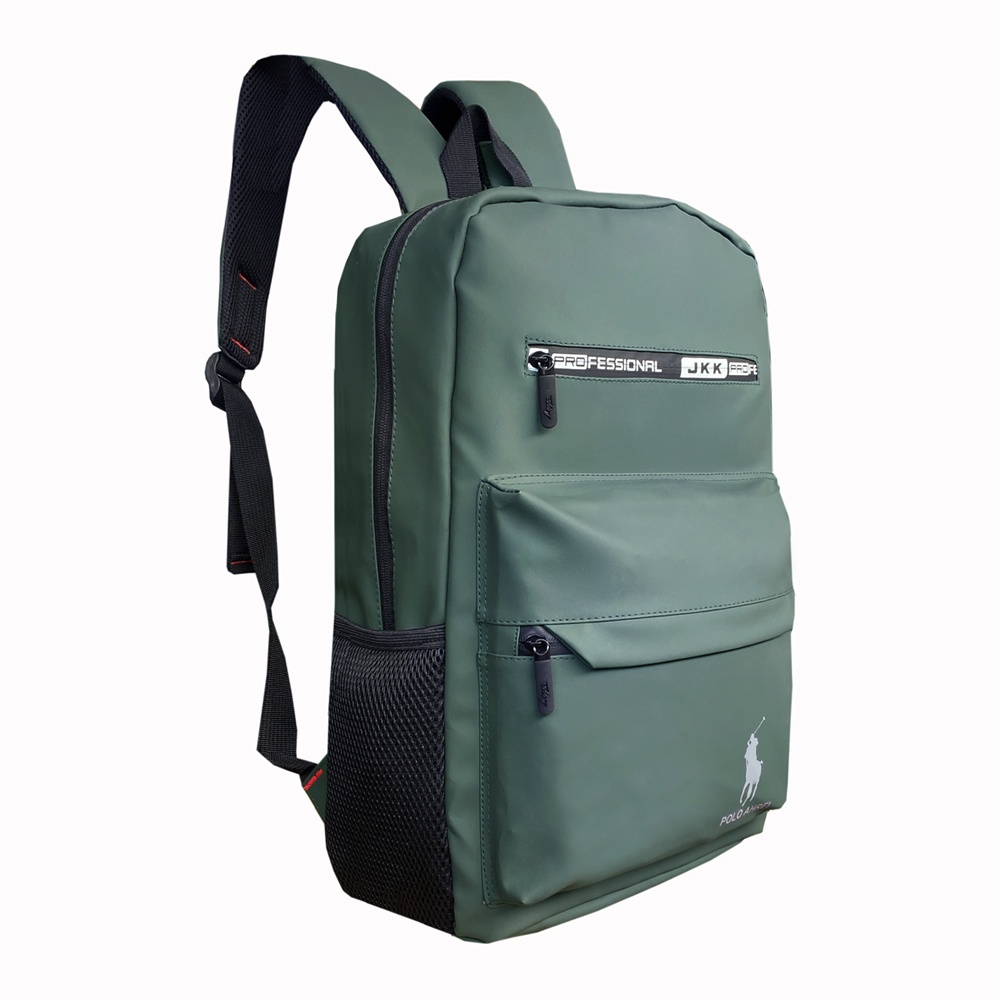 TAS RANSEL UNISEX IMPORT KEDAP AIR MODEL CASUAL TERBARU RANSEL LAPTOP KEKINIAN - MATE GREEN + Raincover