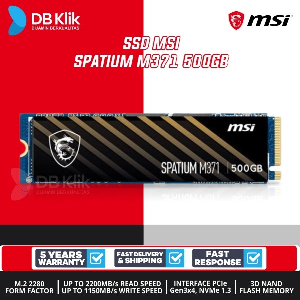 SSD MSI SPATIUM M371 500GB Nvme M.2 PCIe Gen3x4 - MSI M371 M.2 500GB