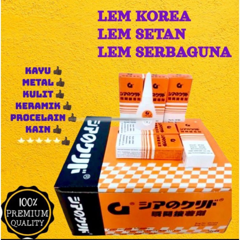 

Lem G/ Lem Korea Cyanoacrylate Adhesive W 20 1 Box Isi 50 pcs
