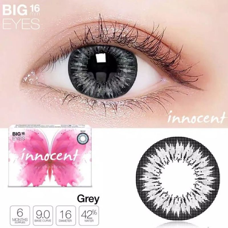 Softlens Innocent 16 mm Normal X2 Big Eyes by Exoticon Soflen Soft Lens Grey Brown Blue