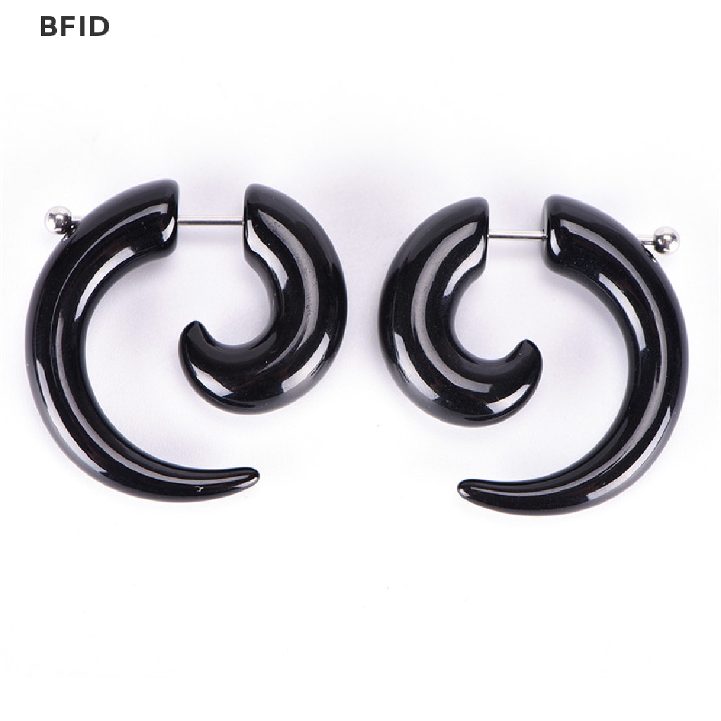 [BFID] Gothic Wanita Pria Punk Hitam Akrilik Siput Stud Earrings Perhiasan Telinga [ID]