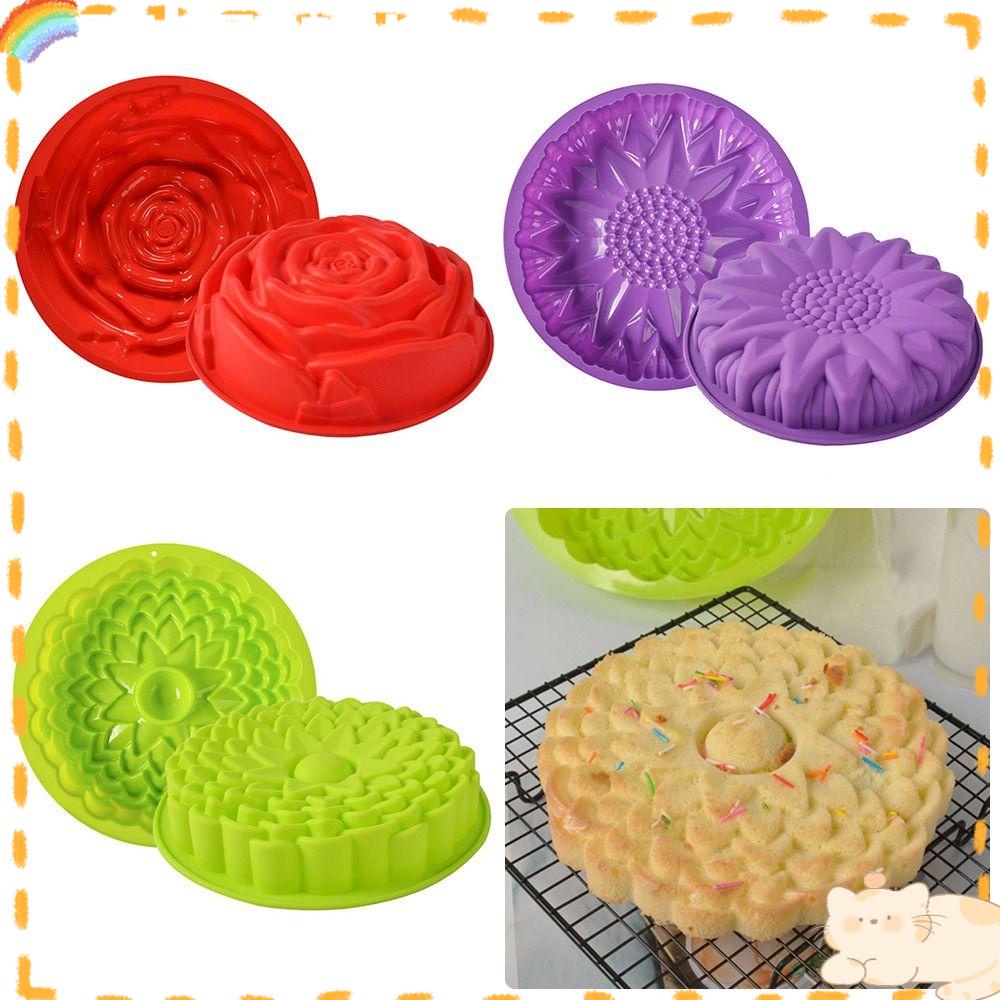 Solighter Cetakan Sabun Kue Bunga Bulat 3D Jelly Dome Mousse Moulds