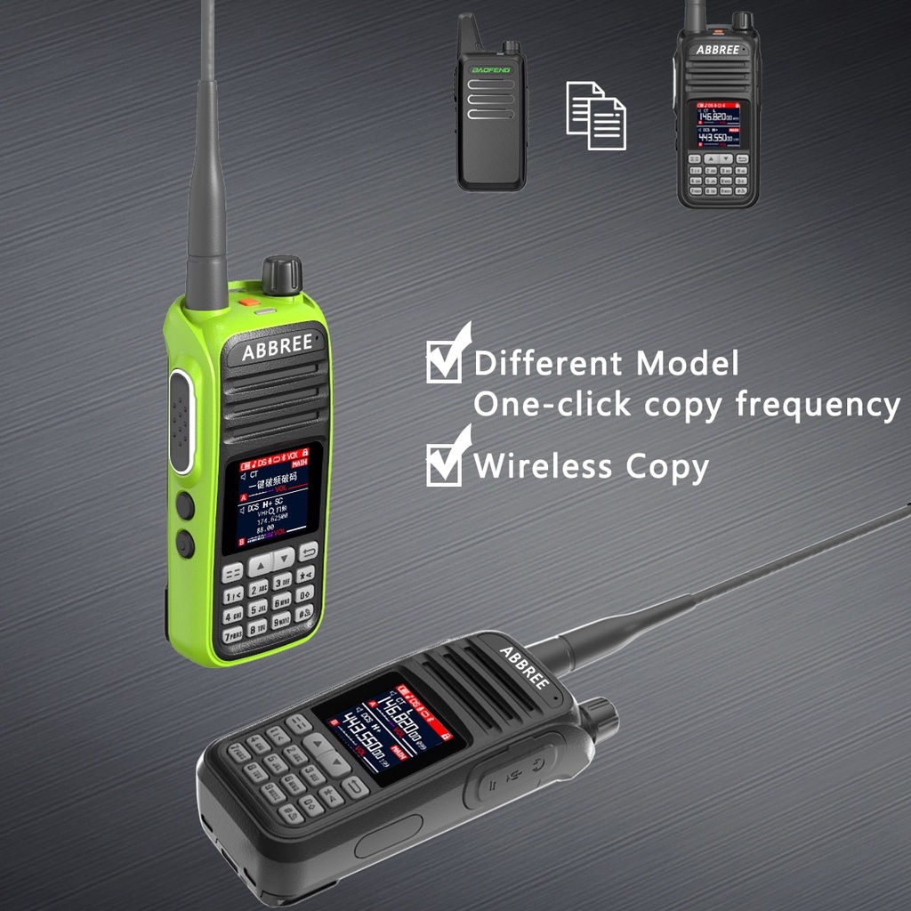 ABBREE AR-730 UHF VHF Full Band Walkie Talkie 108-520MHz Wireless Copy Frequency