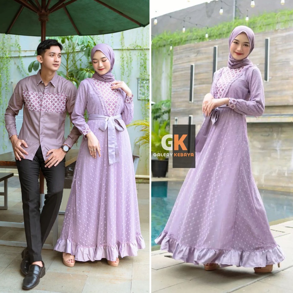 ORIGINAL Gamis Brukat Exclusive Couple Pasangan Batik Couple Modern Couple Batik Katun Ramadhan 2023