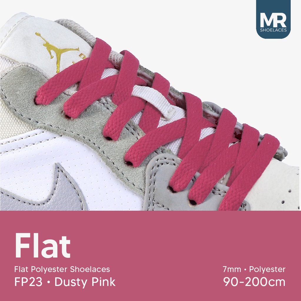 MR Shoelaces FP23 Dusty Pink Tali Sepatu Pipih Flat 7mm 90cm 100cm 120cm 130cm 150cm 180cm 200cm