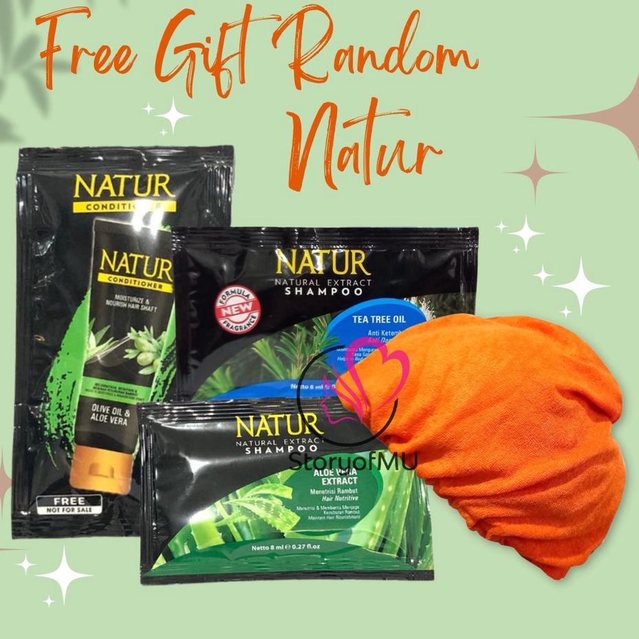 Khusus hari ini [GIFT RANDOM] Natur Conditioner | Shampoo Sachet 8ml | Towel - Aloe Vera | Anti Dand