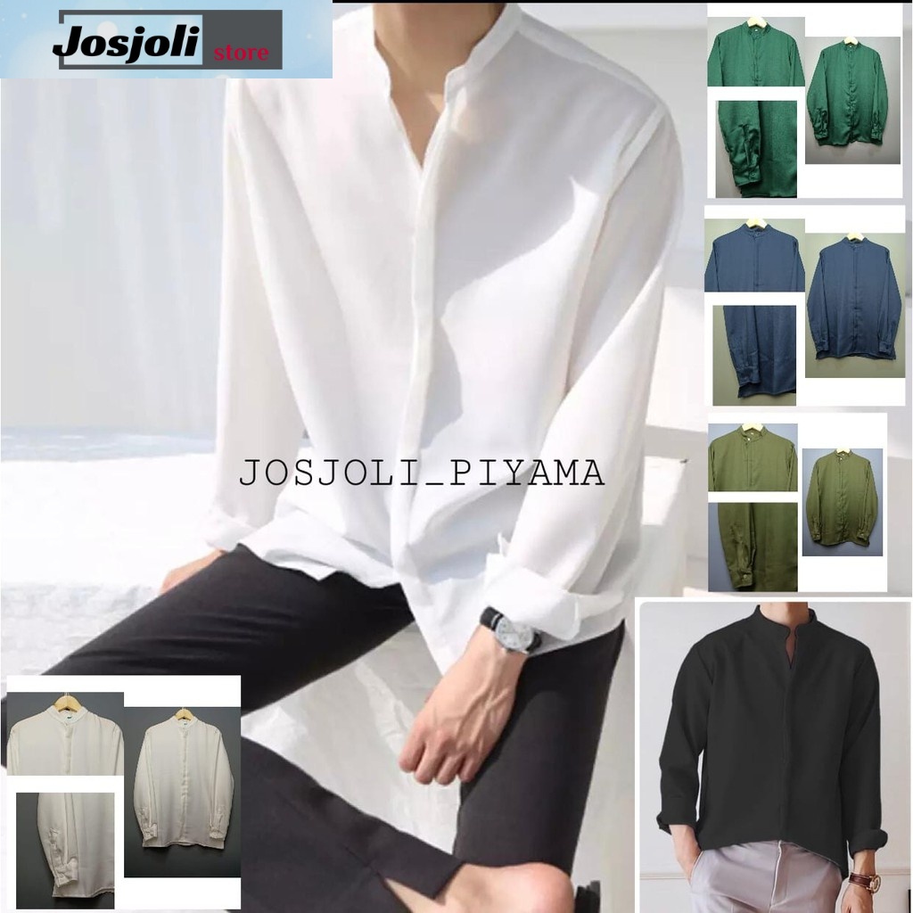 JOSJOLI_STORE/kemeja kancing pria casual korea BTS Koko Lengan Panjang Size M,L,XLXXL-Fashion pria