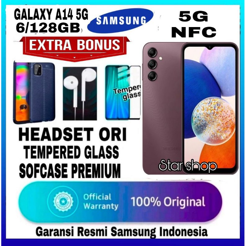 SAMSUNG GALAXY A14 5G NFC 6/128 GB &amp; A14 4G NFC GARANSI RESMI SAMSUNG INDONESIA SEIN - SAMSUNG A14