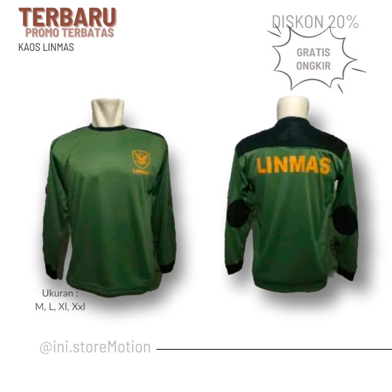 TERMURAH  KAOS LINMAS LENGAN PANJANG TERBARU/ KAOS LINMAS DECKER PANJANG HIJAU ARMY