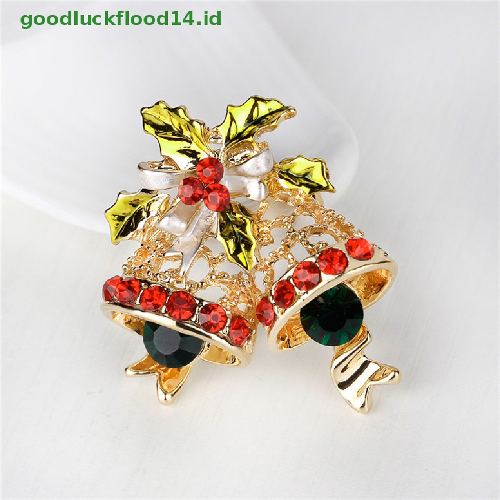 [GOOGFOUR] Baru Kristal Bros Pin Buket Pernikahan Lady Lonceng Snowman Pohon Hadiah Natal [TOP]