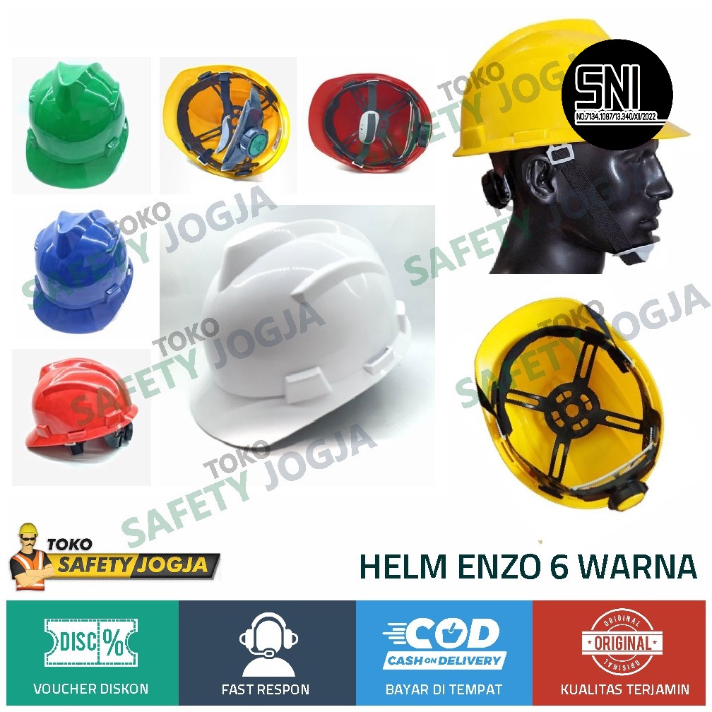 HELM SAFETY PROYEK FASTRACK PUTIH KUNING MERAH HIJAU BIRU ORANGE ENZO - Putih SNI