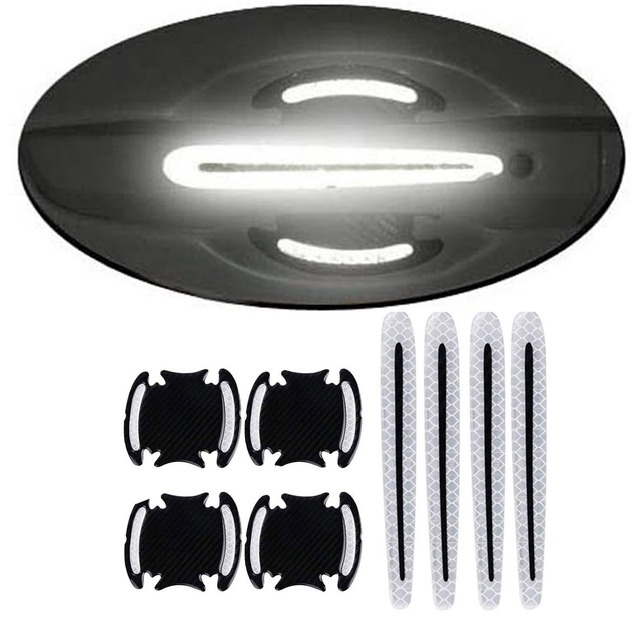 8-piece set Stiker Pegangan Pintu Mobil Pelindung Reflektif safety stickers car door cup Cat scratch protector stickers exterior accessories