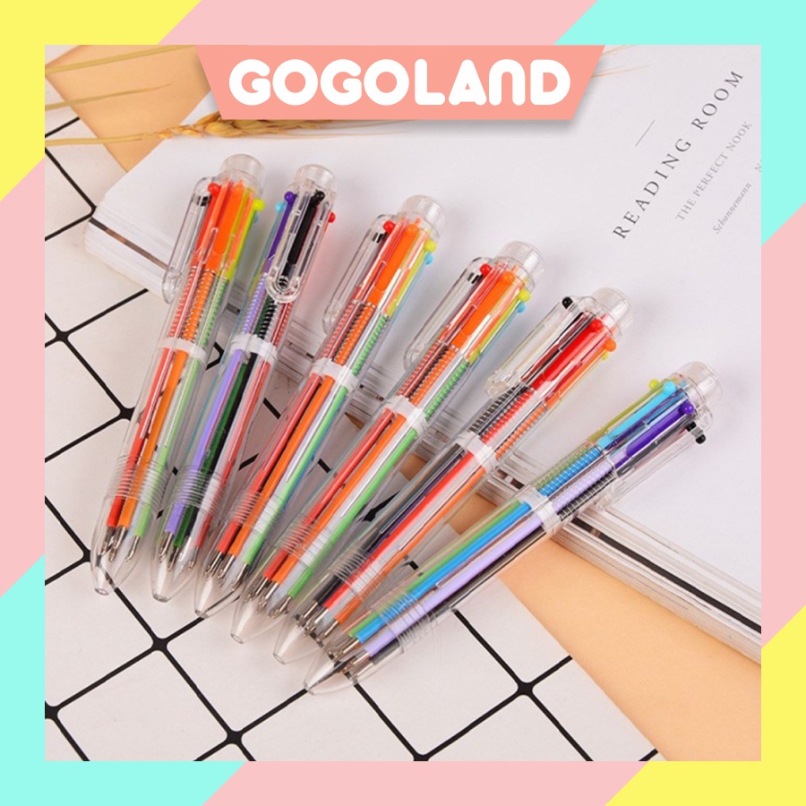 

⭐Gogoland⭐ Pulpen 6 Warna Transparan Pena Ballpont Pen Six-in-One Color S048