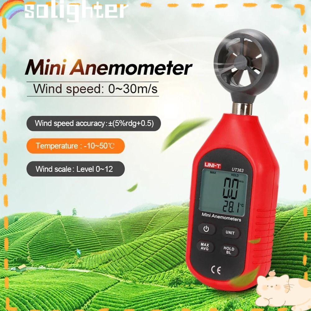 Solighter Anemometer UNI-T UT363 LCD Display Presisi Tinggi Air Flow Speed Pengukur Angin