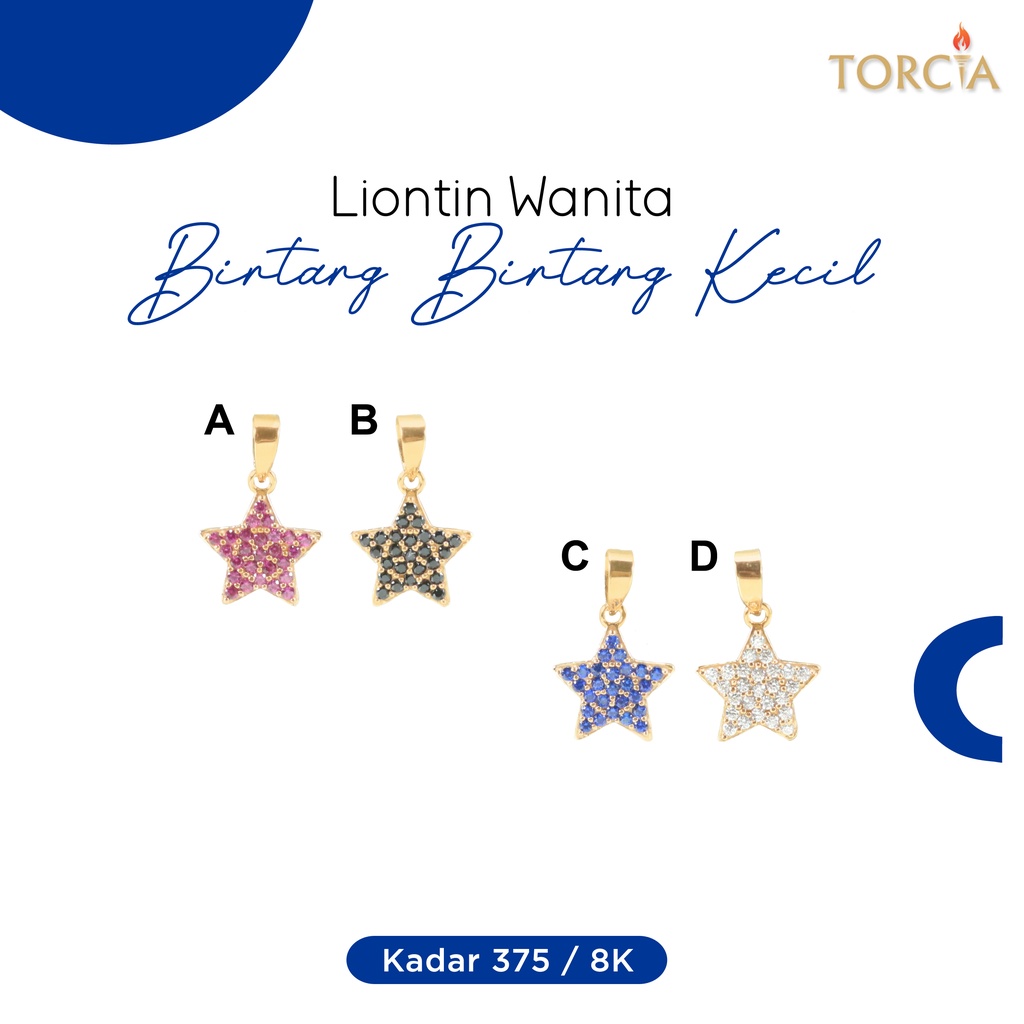 Liontin Wanita Emas Asli Bintang Bintang Kecil Kadar 375 Torcia