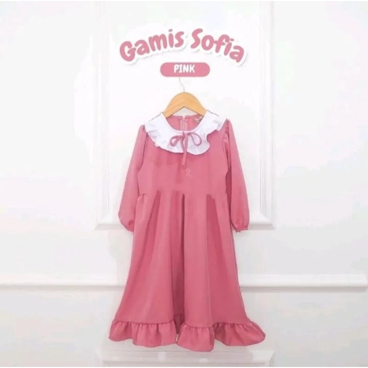 Gamis Muslim Anak Lucu Usia 1-12 Tahun Dress Muslim Anak Kekinian Warna Ping Bahan Premium