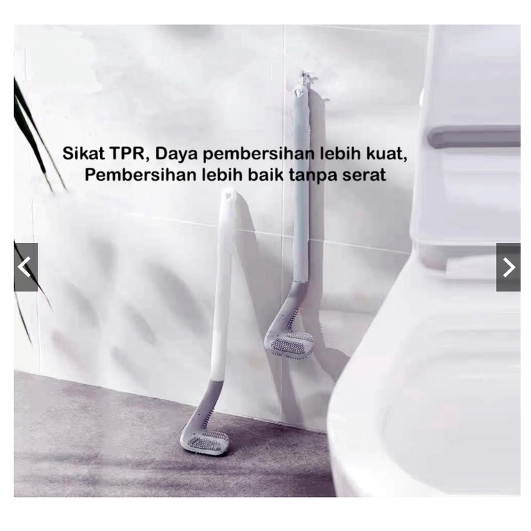 Sikat Toilet Silikon Bentuk Stik Golf / Alat Pembersih WC Kamar Mandi / Toilet Brush Silicone Fleksible Serbaguna Sela Karet Lentur